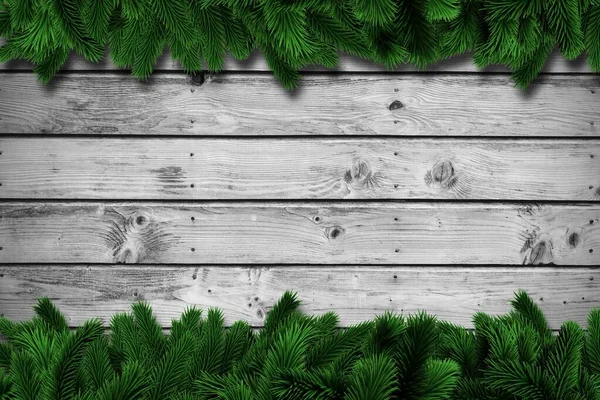 Fir Tree Branches Planks Copy Space — Fotografia de Stock