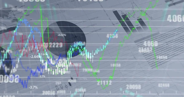 Image Graphs Financial Data Grey Background Global Finance Economy Technology — Fotografia de Stock