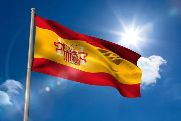 Spain National Flag Blue Sky Background — Stock Photo, Image