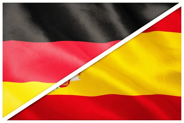 Close German Spanish Flags White Background — Stock Photo, Image