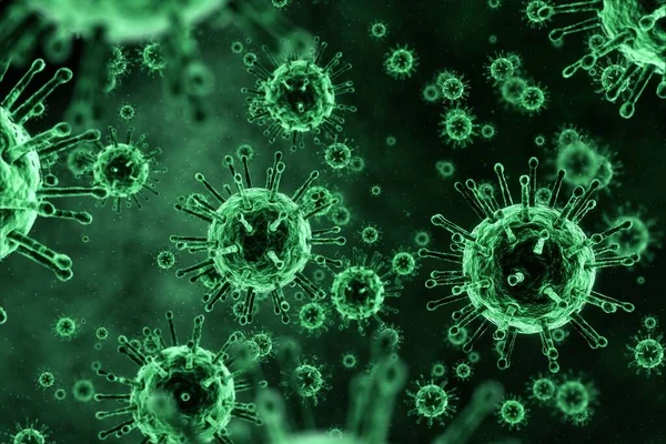 Digital image of green virus in human body