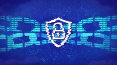 Animation of network of connections with icons and shapes rotating brain over blue background. Valentines day network of connections and technology concept digitally generated video.