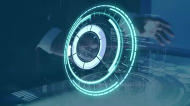 Animation of scope scanning over over. Global connections digital interface and data processing concept digitally generated video.