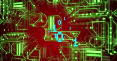 Animation of data processing and shapes over digital tunnel. Global architecture connections and networks concept digitally generated video.