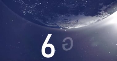 Animation of animation of and sun and over globe. Digital animation of follow like and heart icons increasing in numbers with sky background.