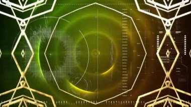 Animation of shapes over digital animation of connections. Global digital interface technology and networking concept digitally generated video.