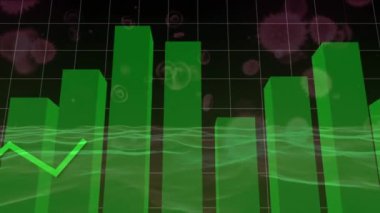 Animation of data processing and statistics over male and female warehouse workers. Global business finances and digital interface concept digitally generated video.