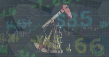 Animation of diverse data and graphs over green screen with financial data. Global finances business digital interface and technology concept digitally generated video.