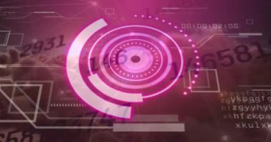 Animation of scope scanning and data processing over in black digital space. Sports fitness and technology concept.