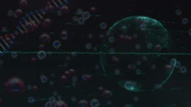 Animation of fireworks and confetti on black background. American independence celebration concept.