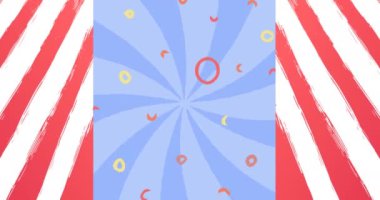 Animation of labor day celebrate text over shapes. labor day and celebration concept digitally generated video.