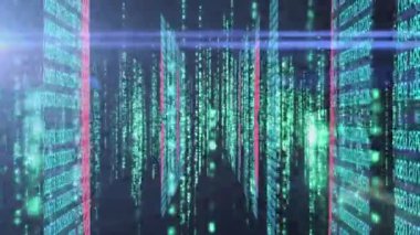 Animation of data processing over computer servers. Global data processing and digital interface concept digitally generated video.