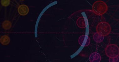 Animation of scope scanning over people exercising. Global technology connections and digital interface concept digitally generated video.