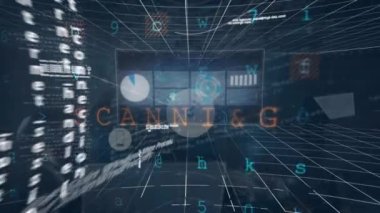 Bağlantılar ve simgeler ağıyla dünyanın animasyonu. Küresel internet güvenlik veri işleme bağlantıları ve dijital arayüz konsepti dijital olarak oluşturulmuş video.