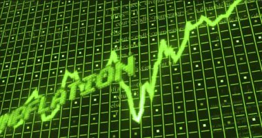 Animation of slumpflation text over data processing. Global business and digital interface concept digitally generated video.