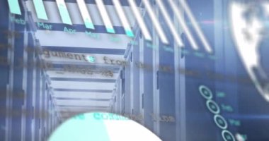 Statistical data processing against computer server room. computer interface and business data storage technology concept