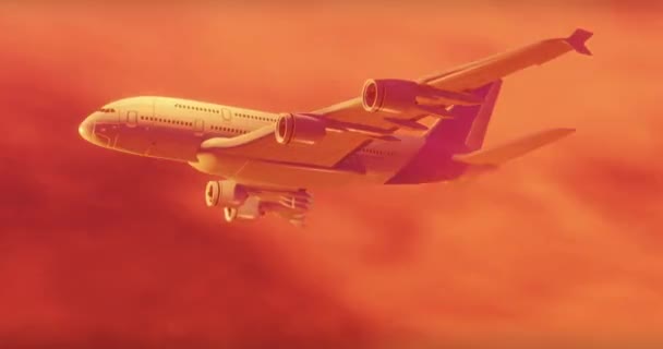 Animation Digital Plane Sky Clouds Global Transport Travel Digital Interface — Stockvideo