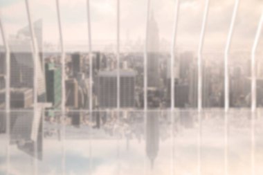 Digital composite architectural features against cityscape