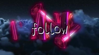 Animation of christmas decoration with glowing yellow over clouds. Background social media and communication concept digitally generated video.