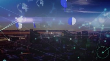 Animation of network of connections over scientists. Connections networks technology and digital interface concept digitally generated video.