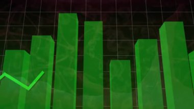 Animation of financial data processing over arrows on blue background. Global business finances and digital interface concept digitally generated video.