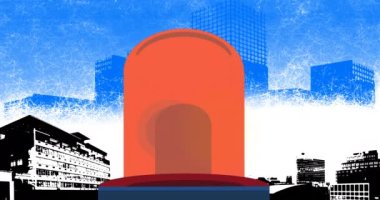 Animation of labor day celebration text over cityscape. labor day and celebration concept digitally generated video.