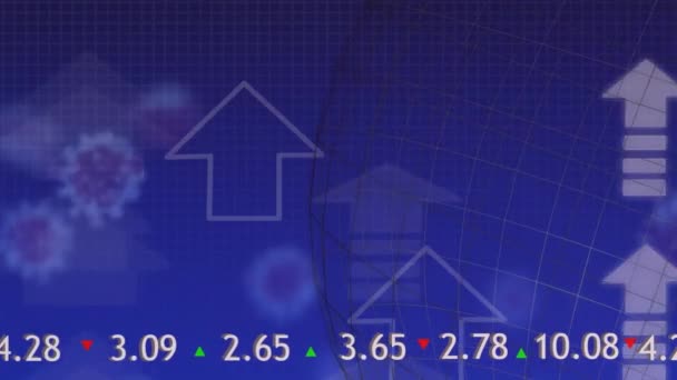 Animation Data Processing Mathematical Equations Blue Background Global Finance Business — Wideo stockowe