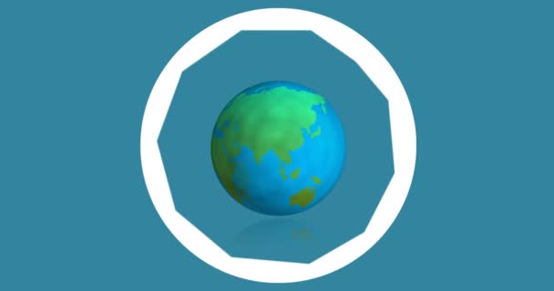 Digital Animation Camera Lens Diaphragm Icon Globe Blue Background World — Vídeos de Stock