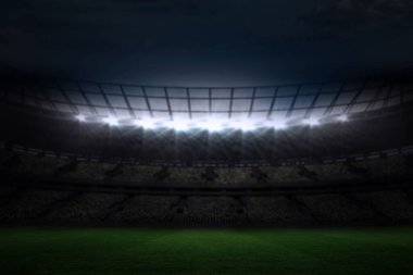 Siyah ve yeşil ışıkları olan ragbi stadyumu