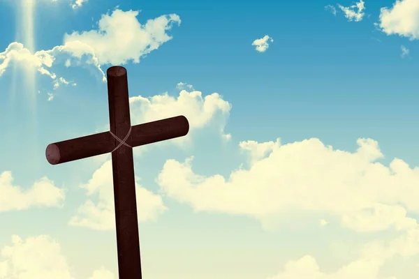 Cruz Contra Céu Imagem Gerada Digitalmente — Fotografia de Stock