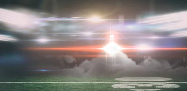 Цифровое Изображение Американского Футбольного Поля Дымом — стоковое фото