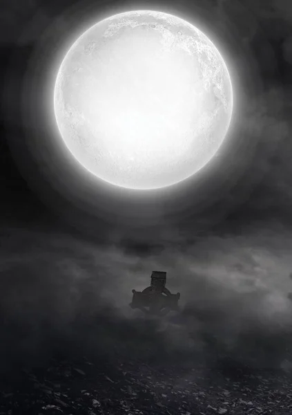 Цифрове Зображення Кельтського Хреста Місяця Вночі — стокове фото
