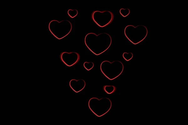 Computer Generated Image Heart Shapes Black Background — 스톡 사진