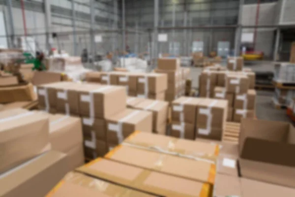 Cardboard Boxes Arranged Distribution Warehouse — стоковое фото