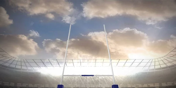 青い空に対するサッカースタジアムの複合体 デジタル生成されたイメージ — ストック写真
