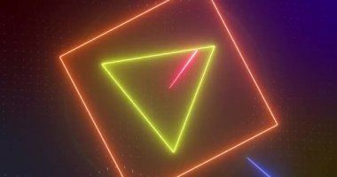 Mavi arkaplanda neon şekillerin animasyonu. Sosyal medya ve dijital arayüz konsepti dijital olarak oluşturulmuş video.