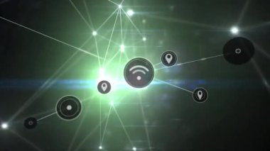 Siyah arkaplan üzerindeki bağlantı ağının animasyonu. küresel iş ve dijital arayüz kavramı dijital olarak oluşturulmuş video.