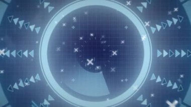 Animation of network of connections over scope scanning. Global business and digital interface concept digitally generated video.