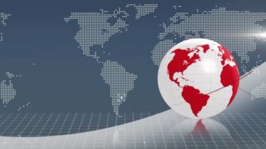 Animation of globe over world map. Global business and digital interface concept digitally generated video.
