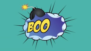 Çizgi roman 5 seçenekleri çizgi roman ses efekti metinleriyle çoklu komik konuşma baloncukları üzerinde metin animasyonu. çizgi roman ve sosyal medya konsepti dijital olarak oluşturulmuş video.