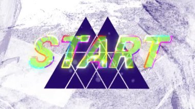 Beyaz arkaplandaki şekiller üzerinde başlangıç metninin canlandırması. Soyut arkaplan, ışık ve hareket kavramı dijital olarak oluşturulmuş video.