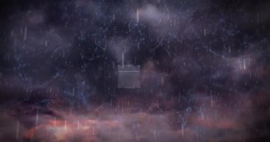 QR kodu üzerinde hareket eden şekillerin animasyonu. Küresel iş ve dijital arayüz kavramı dijital olarak oluşturulmuş video.