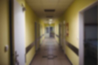 Blurry empty corridor in a hospital