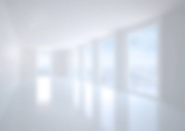 Defocused image of white corridor at modern building