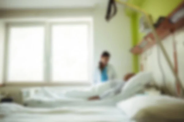 Blurry View Doctor Taking Care Patient Hospital Room — Stock fotografie