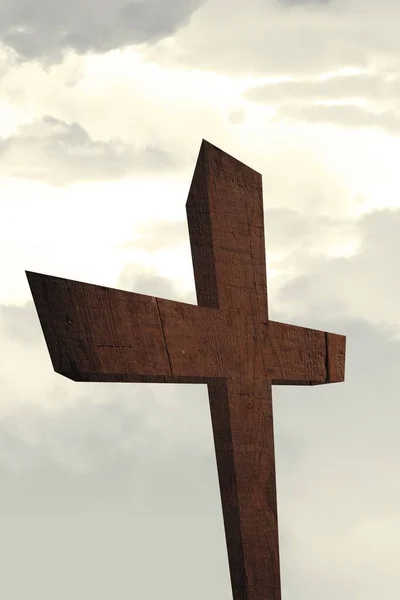 Croix Contre Ciel Nuageux — Photo