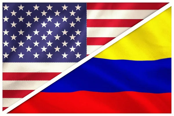 Digital image of Colombian and American flags