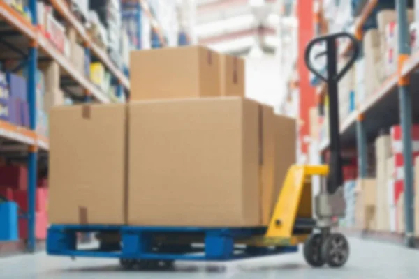 Cardboard Boxes Pallet Jack Distribution Warehouse — Fotografia de Stock