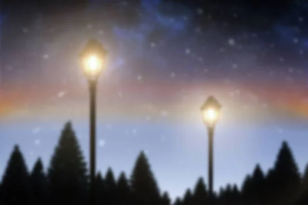 Blurred Lampposts Night — Stockfoto