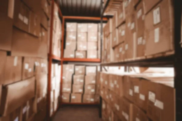 Cardboard Boxes Arranged Row Warehouse — Φωτογραφία Αρχείου